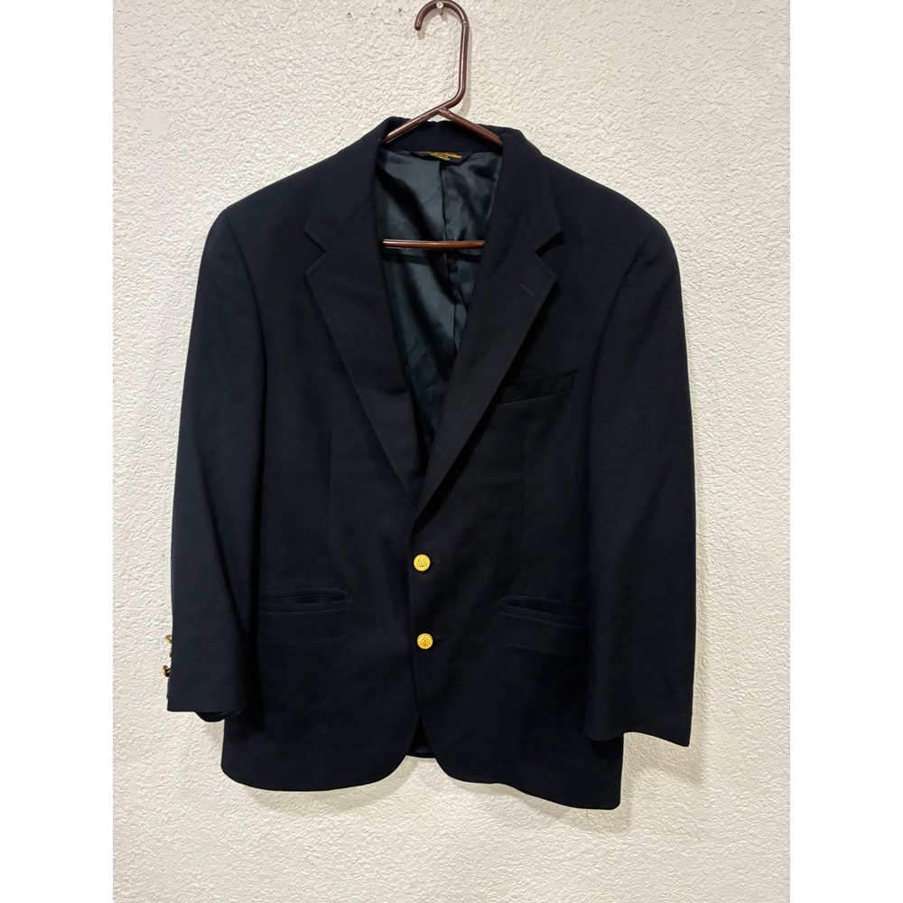 Brooks Brothers Brooksease Mens Navy Blue Blazer Gold Crest Buttons 39 RG USA